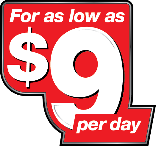 for as low as 9 dollars a day